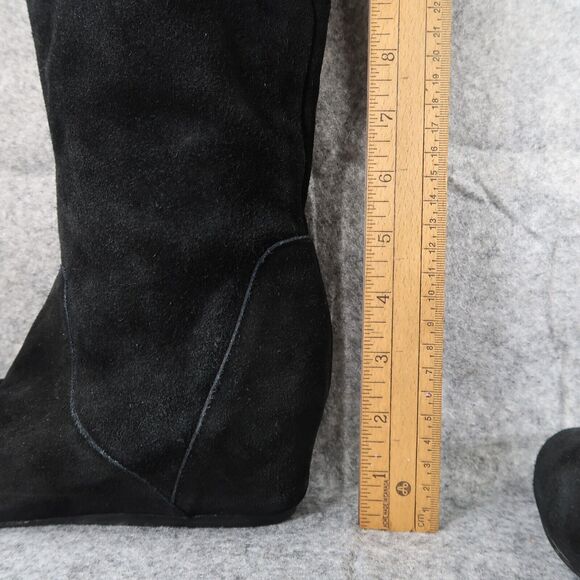 Colin Stuart Shoes Womens 6.5 Boots Tall Wedge Fashion Leather Pull On Black - Picture 7 of 16